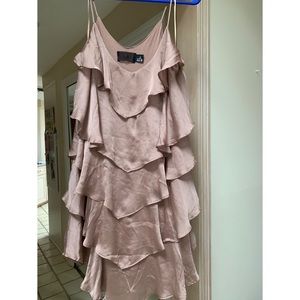 H&M ruffle layer dress brown size medium